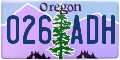 OR license plate 026ADH