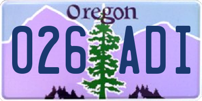 OR license plate 026ADI