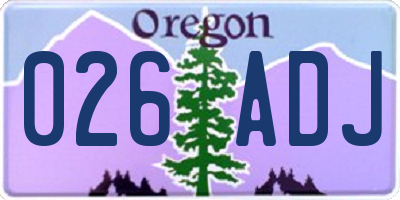 OR license plate 026ADJ
