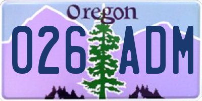 OR license plate 026ADM
