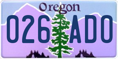 OR license plate 026ADO