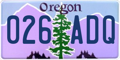 OR license plate 026ADQ