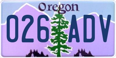 OR license plate 026ADV