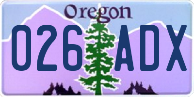 OR license plate 026ADX