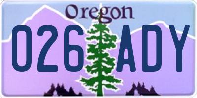 OR license plate 026ADY