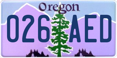 OR license plate 026AED