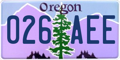 OR license plate 026AEE