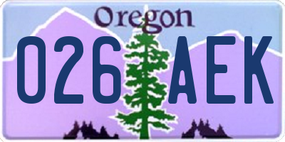 OR license plate 026AEK
