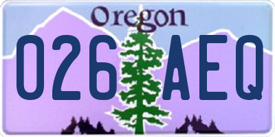 OR license plate 026AEQ