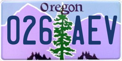 OR license plate 026AEV