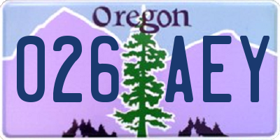 OR license plate 026AEY