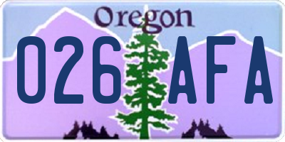OR license plate 026AFA