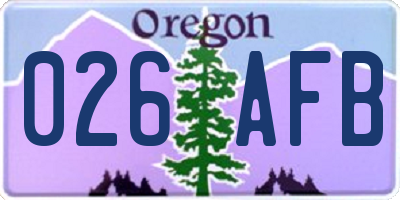 OR license plate 026AFB