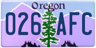 OR license plate 026AFC