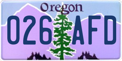 OR license plate 026AFD