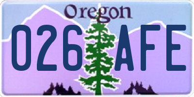 OR license plate 026AFE