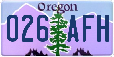 OR license plate 026AFH