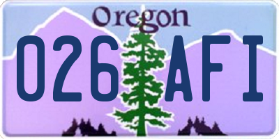 OR license plate 026AFI