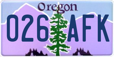 OR license plate 026AFK