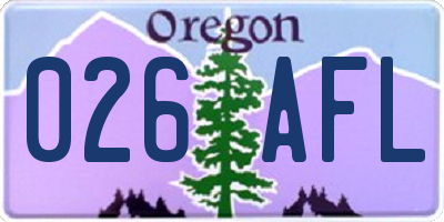 OR license plate 026AFL