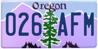 OR license plate 026AFM