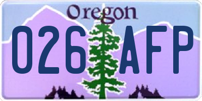 OR license plate 026AFP