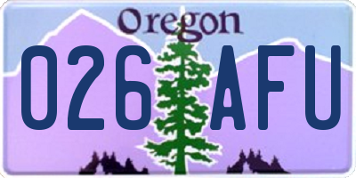 OR license plate 026AFU