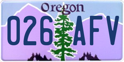 OR license plate 026AFV