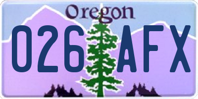 OR license plate 026AFX