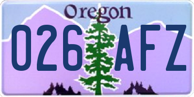 OR license plate 026AFZ