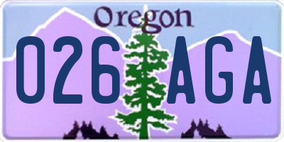 OR license plate 026AGA