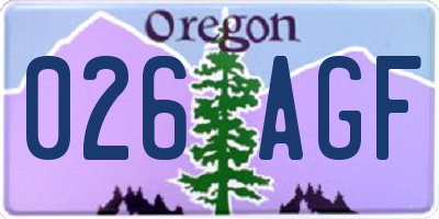 OR license plate 026AGF
