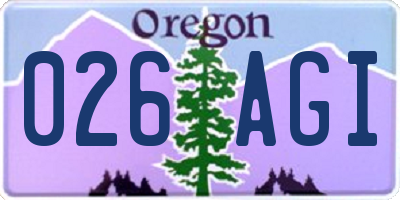 OR license plate 026AGI