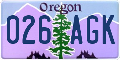 OR license plate 026AGK