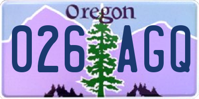 OR license plate 026AGQ