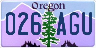 OR license plate 026AGU