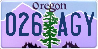 OR license plate 026AGY