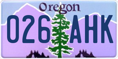 OR license plate 026AHK