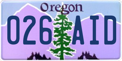 OR license plate 026AID
