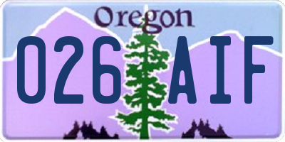 OR license plate 026AIF