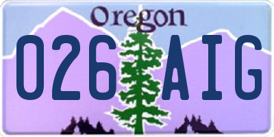 OR license plate 026AIG