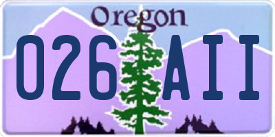 OR license plate 026AII