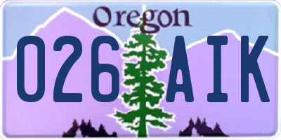 OR license plate 026AIK