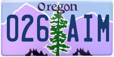 OR license plate 026AIM