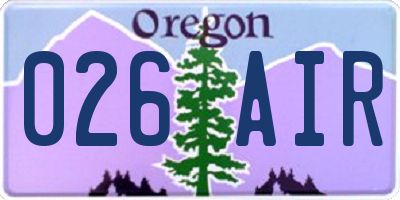 OR license plate 026AIR