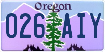 OR license plate 026AIY