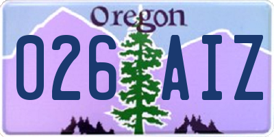 OR license plate 026AIZ