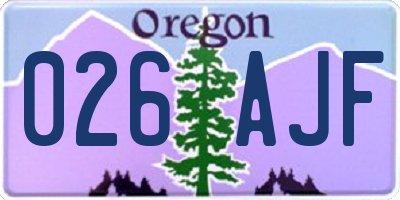 OR license plate 026AJF