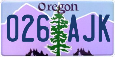 OR license plate 026AJK