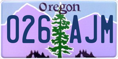 OR license plate 026AJM